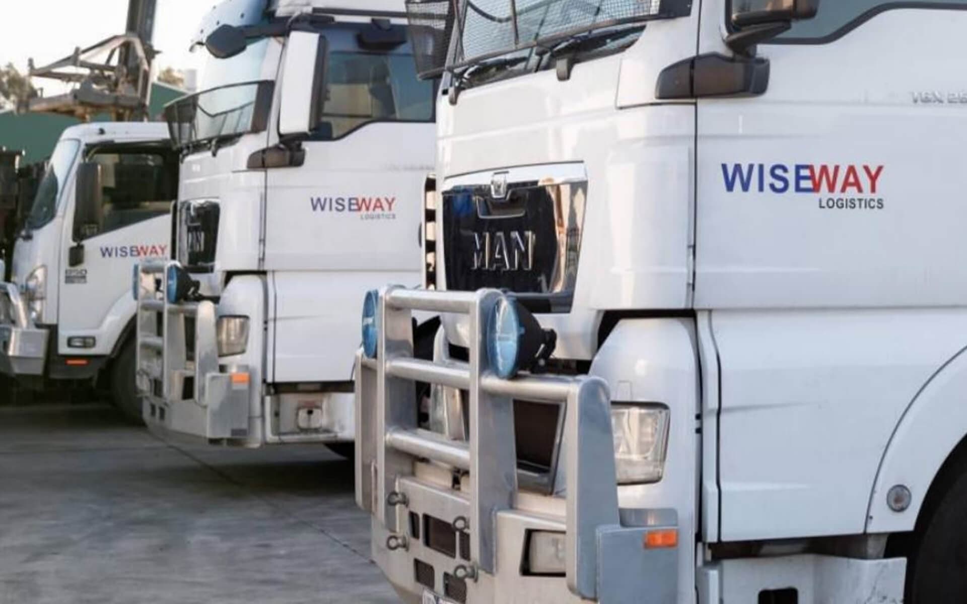 Wiseway branded freight trucks